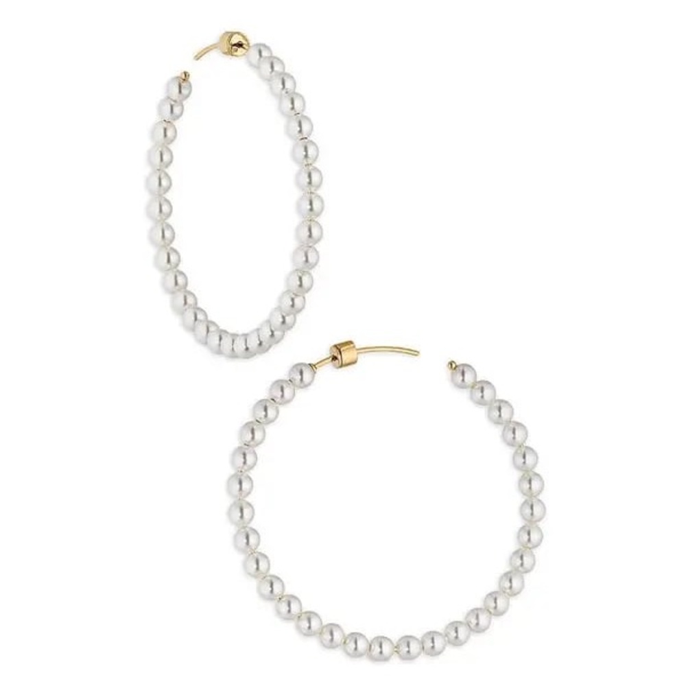 Nadri Nacre Pearl Beaded Hoop Earrings
